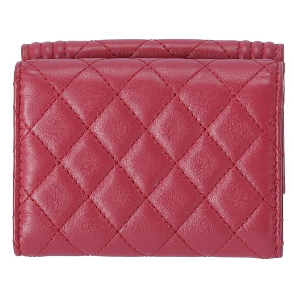 CHANEL Le Boy Trifold Wallet Pink Lambskin - Picture 3 of 7